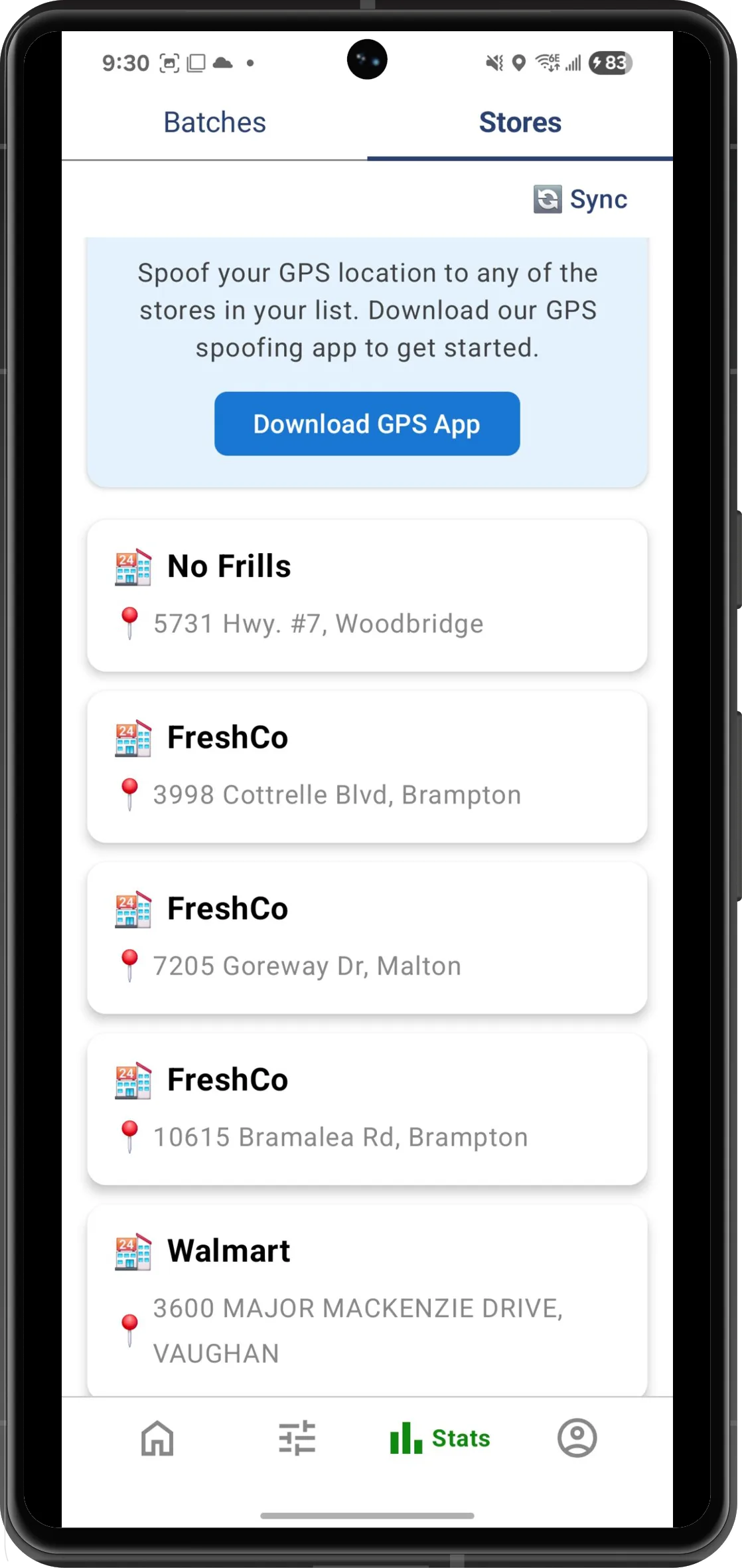 Batch Grab favorite stores list detected from the Instacart batch feed