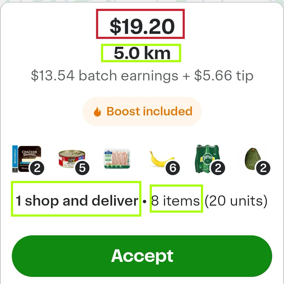Example Instacart batch matched by Batch Grab's filters
